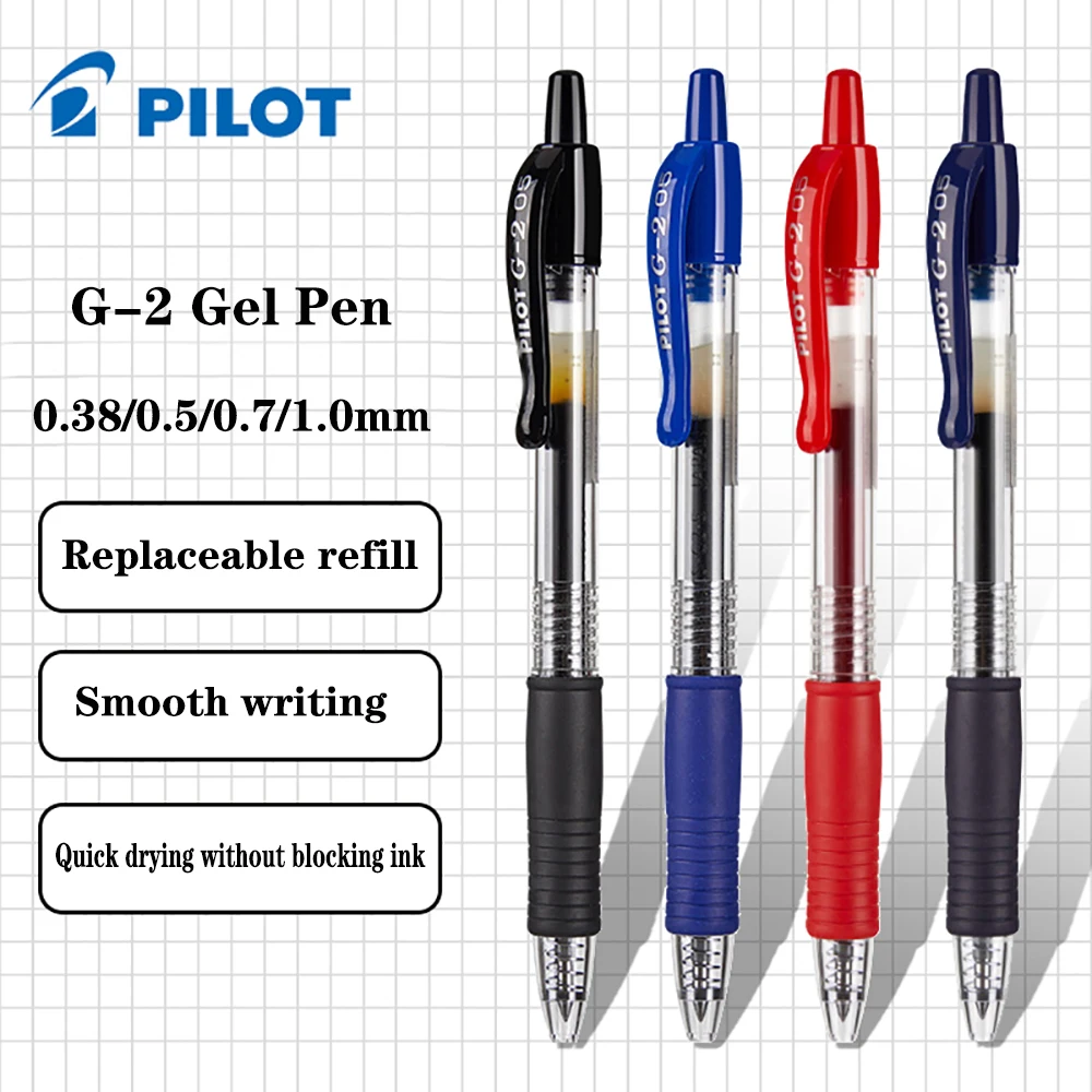 Pilot Pen G2 - パイロット-速乾性インクジェルペン、G-2、BL-G2、オフィスアクセサリー、学校、文房具、交換可能なリフィル、0.38、0.5、0.7、1個