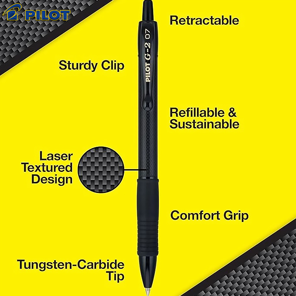Pilot Pen G2 - 新日本パイロットゲルペン G2 ブラックブレードカーボンファイバーテクスチャ限定ローラーボールペン 0.7 ミリメートル黒インク新学期文具