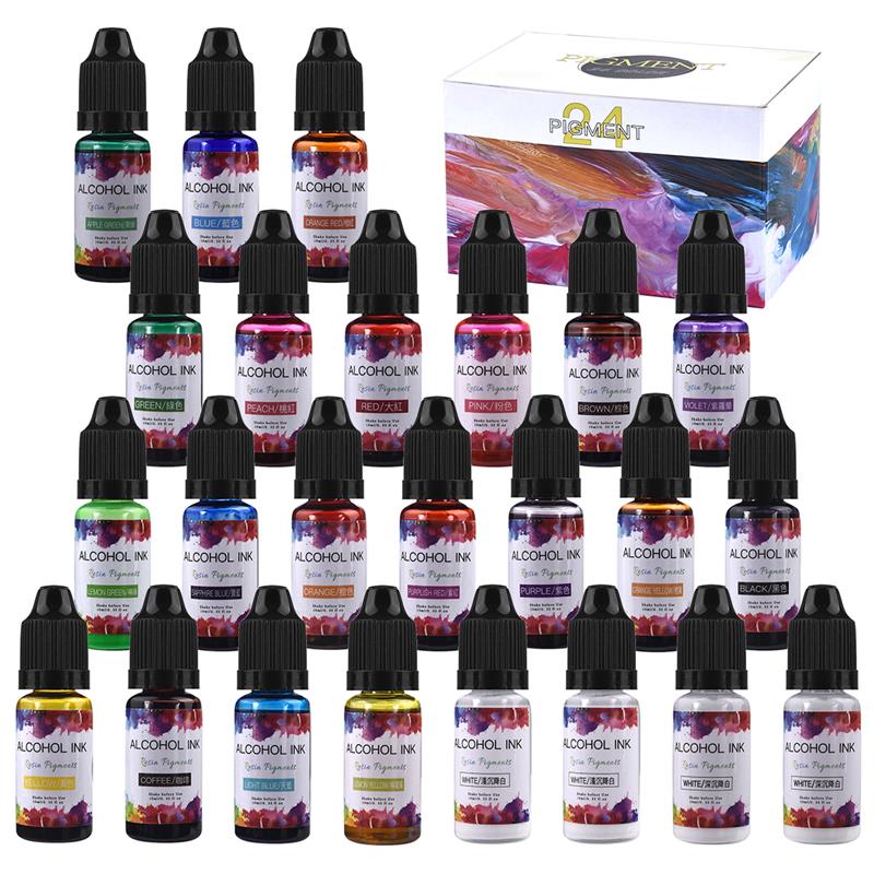Alcohol Ink Set - エポキシ樹脂,24色/バッチ,10ml,アート,液体,注入,冷凍,職人技