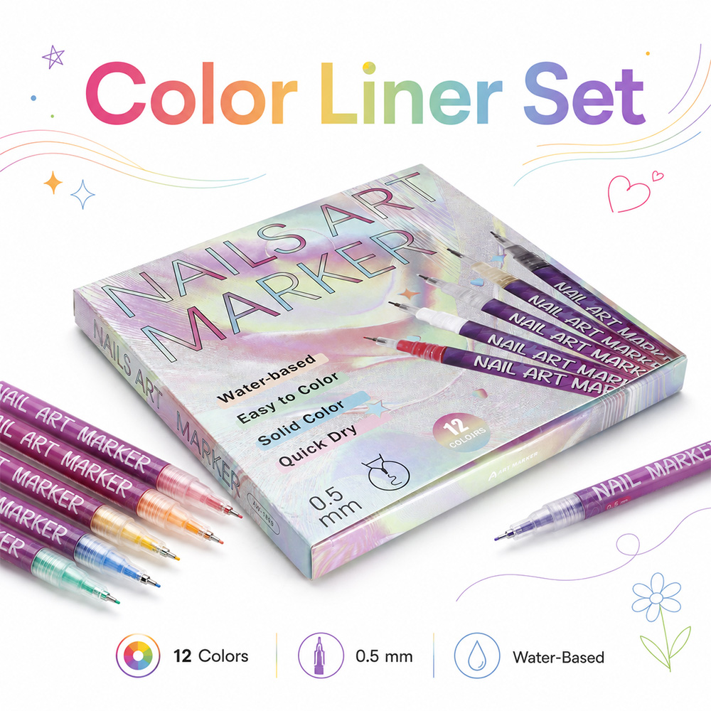 Illustration Marker Set - 12本入り極細マーカーペンセット、耐久性のあるインク、DIYクリエイティブスケッチ、コミックイラスト、手描き、クラフト、アート用品キット、アーティスト向け