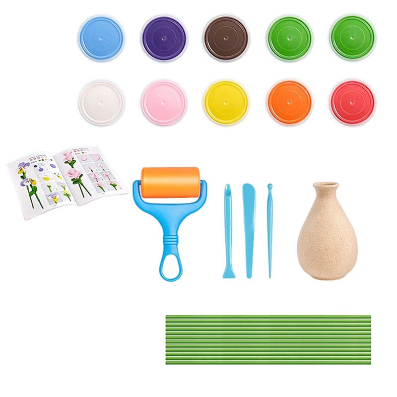 Art And Craft For Mother'S Day - J1UL1Nフラワークラフトキット、子供向けクラフト＆アートセット、楽しいDIYキット、子供の母の日パーティーの記念品、花瓶とボタンフラワーのクラフト