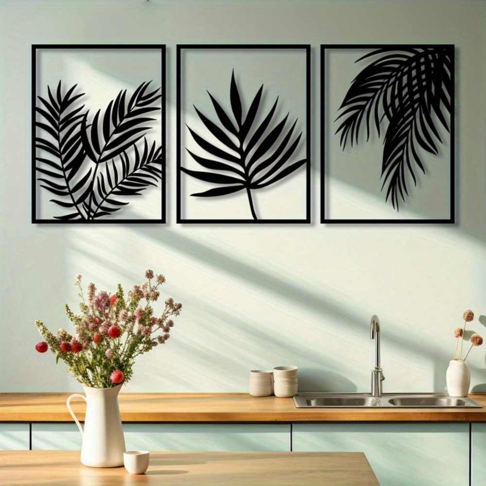 Art Craft Leaves - CIFBUY メタルウォールアート モダンボホ パームリーフサイン 鉄製工芸彫刻 室内・屋外用