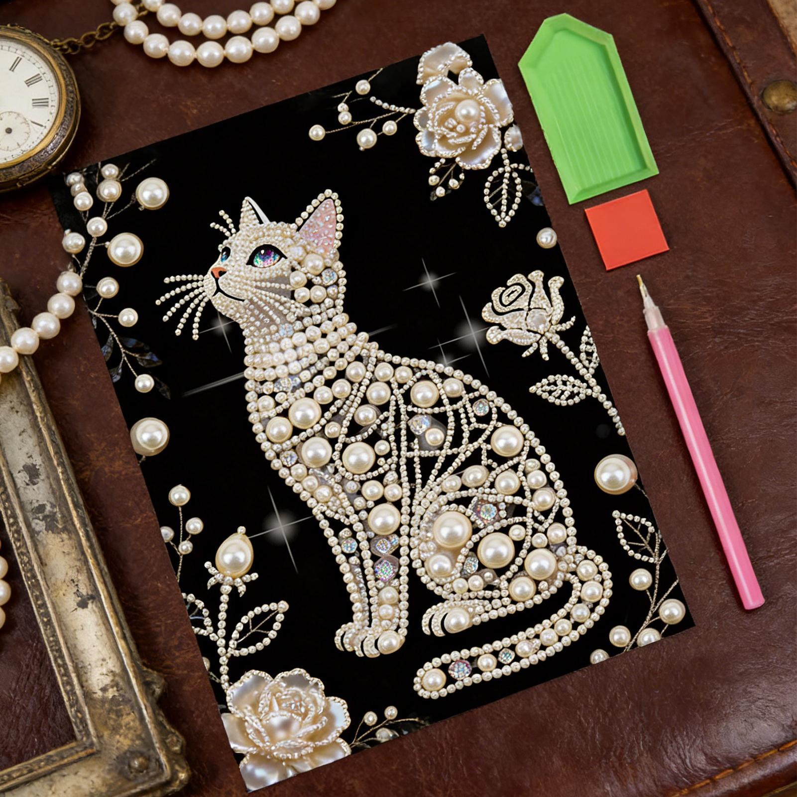 Art And Craft For Mother'S Day - 猫型パールペイントキット DIYビーズフレームレス手作りクラフト 5Dダイヤモンドアート ホームウォールデコレーション 女性 母の日ギフト