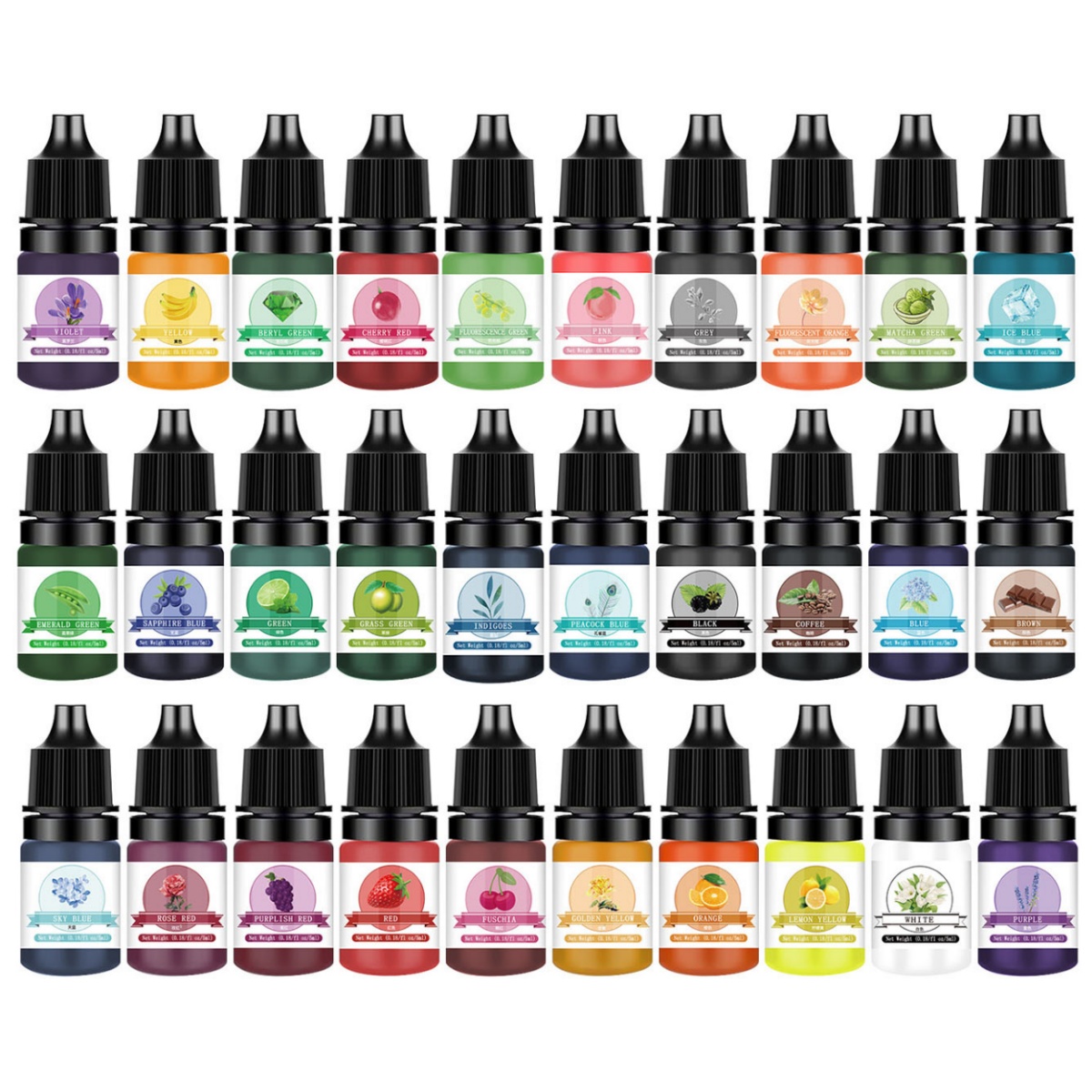Alcohol Ink Set - 10 色/セット半透明濃縮樹脂着色剤、樹脂着色用非毒性エポキシ樹脂顔料染料液体、ジュエリーマキ