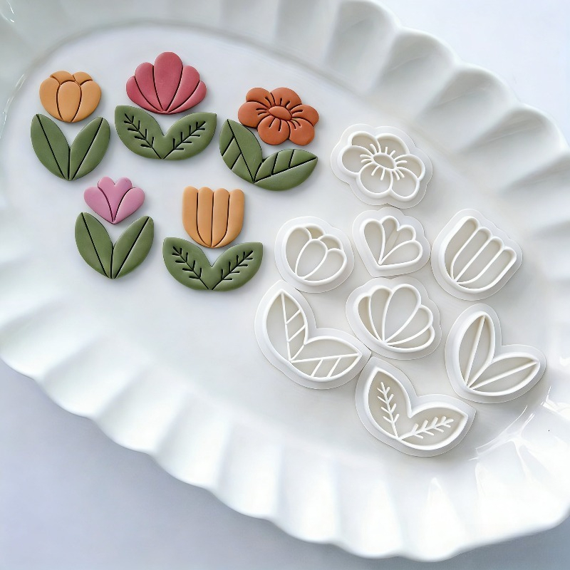 Art Craft Leaves - 8個入り 花柄リーフポリマークレイカッター スプリング式粘土型 イヤリングジュエリー作成用 | DIYクラフトツール