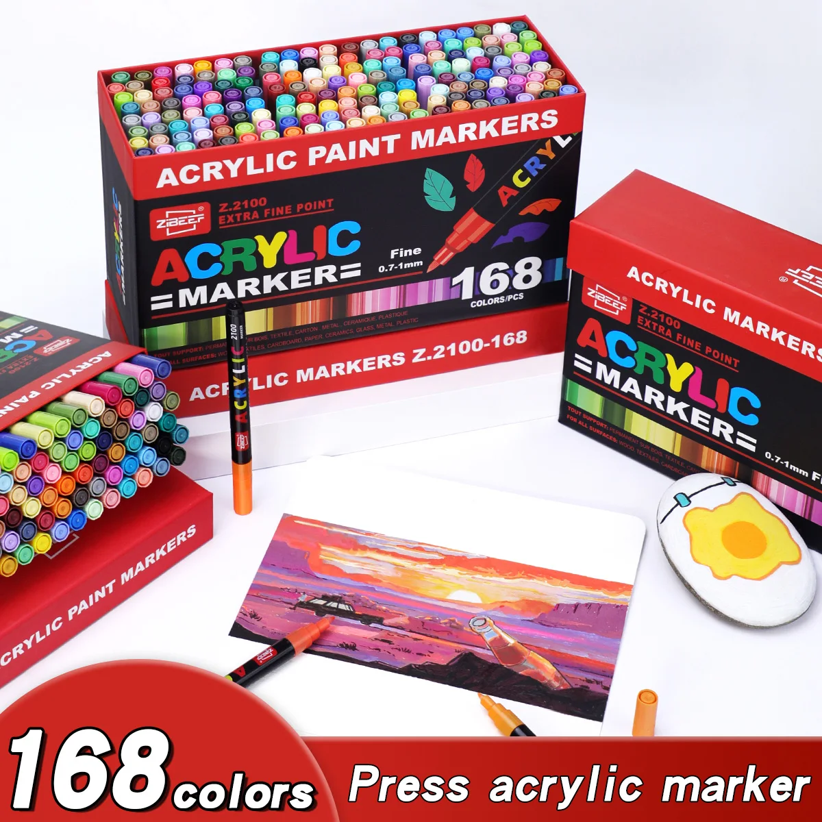Illustration Marker Set - 36-240色のアクリルペイントマーカーペンセット、マーカー、アーティスト用、ロックペインティング、ガラス、セラミック、布地、DIYカード、セラミックアート用品