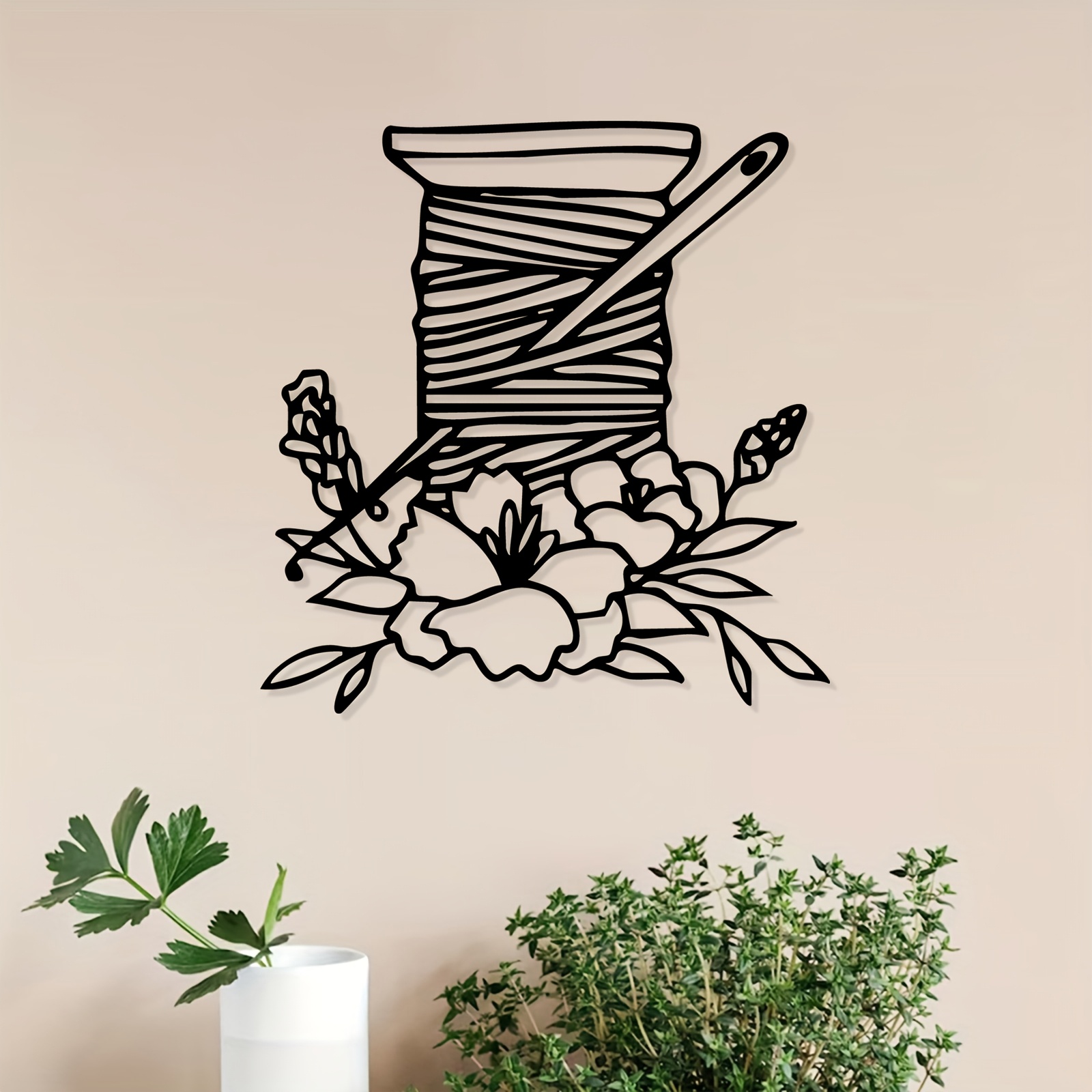 Art And Craft For Mother'S Day - 糸巻き器花柄メタルウォールアート鉄製縫製彫刻ガーデンハンギング壁画母の日感謝祭クラフト愛好家の装飾ギフト
