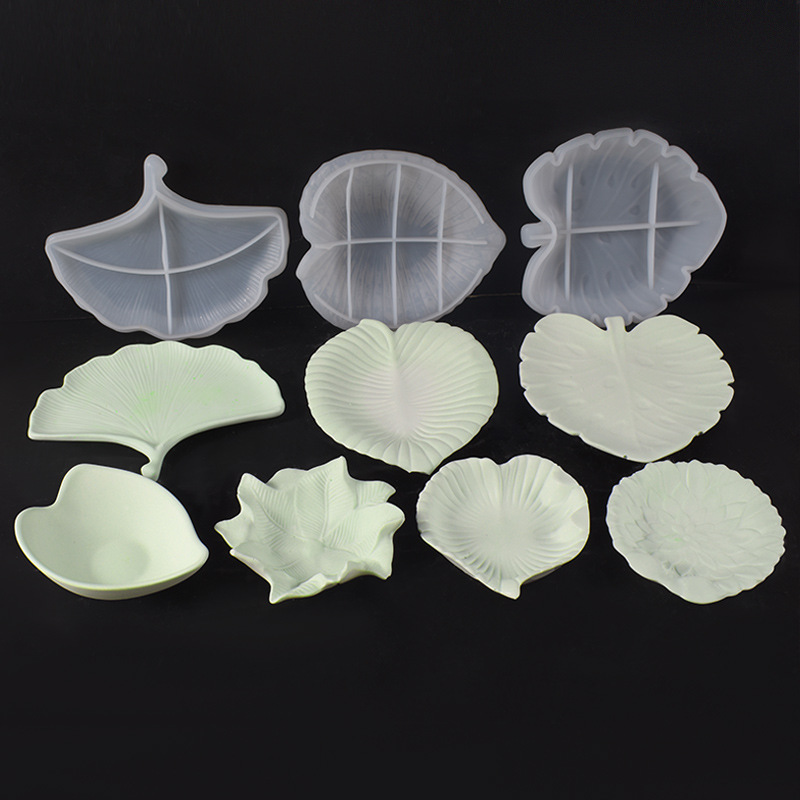 Art Craft Leaves - 石膏セメント DIY リーフディッシュモールドイチョウタートルバックリーフジュエリートレイ樹脂ミラー収納シリコーン金型芸術、工芸品