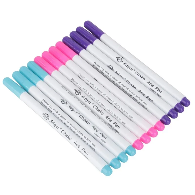 Illustration Marker Set - 水溶性消えるペンステッチマーカー生地にグリッドを描く刺繍一時的な水消去可能なマーキングリフィル縫製ツール