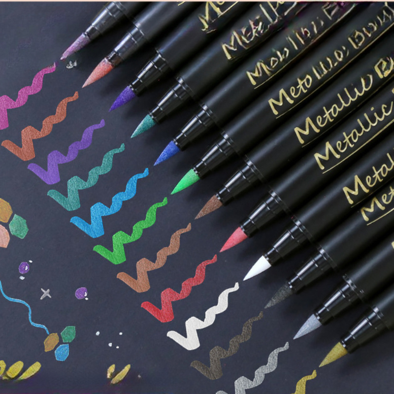 Art And Craft For Mother'S Day - メタリックグリッターマーカーペン10本、紙用デュアルチップ、アートロックペインティング、カード作り、DIYクラフト、母の日、学校シーズン用