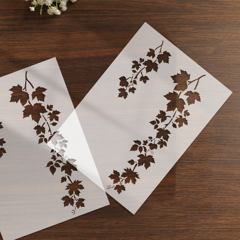 Art Craft Leaves - Yomdid-葉のパターンペット絵画中空アウトステンシル、再利用可能なDIY葉グラフィティエアブラシ、アートクラフト装飾テンプレート、1個