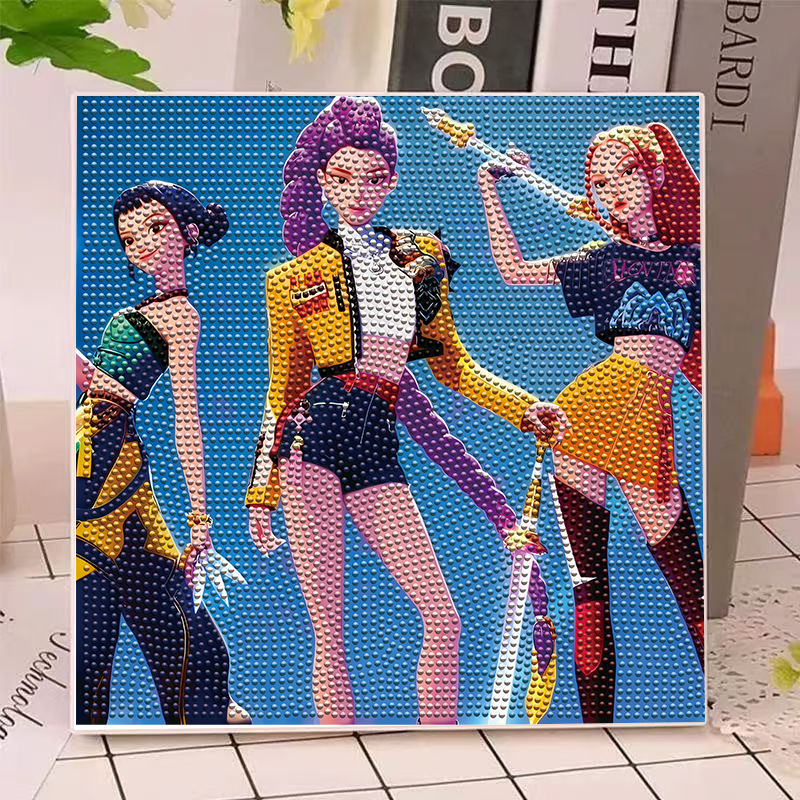 Art Craft Gifts - アニメハンターズ ガールズ ルミ ミラ ゾイ ダイヤモンドペインティングキット