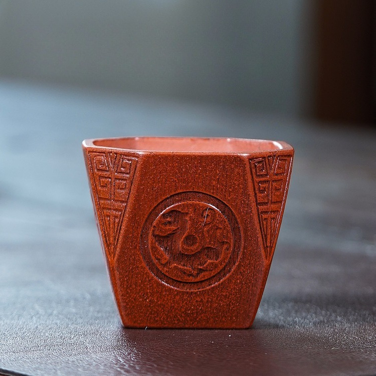 Art Craft Cup - 宜興紫砂手作り桃型陶器八角形茶杯茶器セット装飾ホームアートクラフト（カンフーティー用）