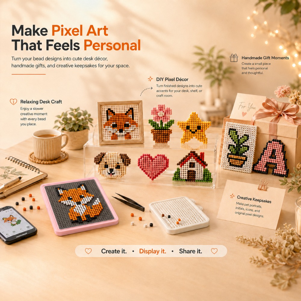 Art Craft Gifts - LEDスマートヒューズビーズペグボード、アプリでガイド付きパターンライトボード、アート＆クラフト用、DIYピクセルおもちゃ誕生日ギフトセット