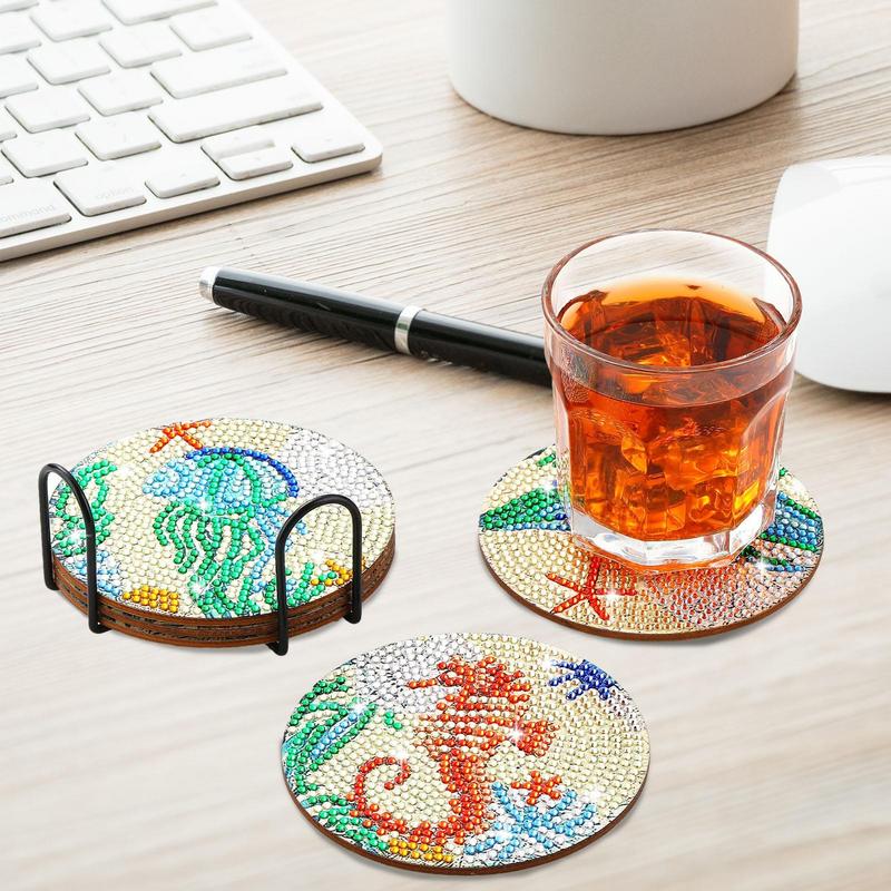 Art Craft Cup - ジェムアートコースタークラフトキット絵画アートジェムコースター飾りホリデーパーティーの好意絶妙なカップホルダーデスクトップ装飾用