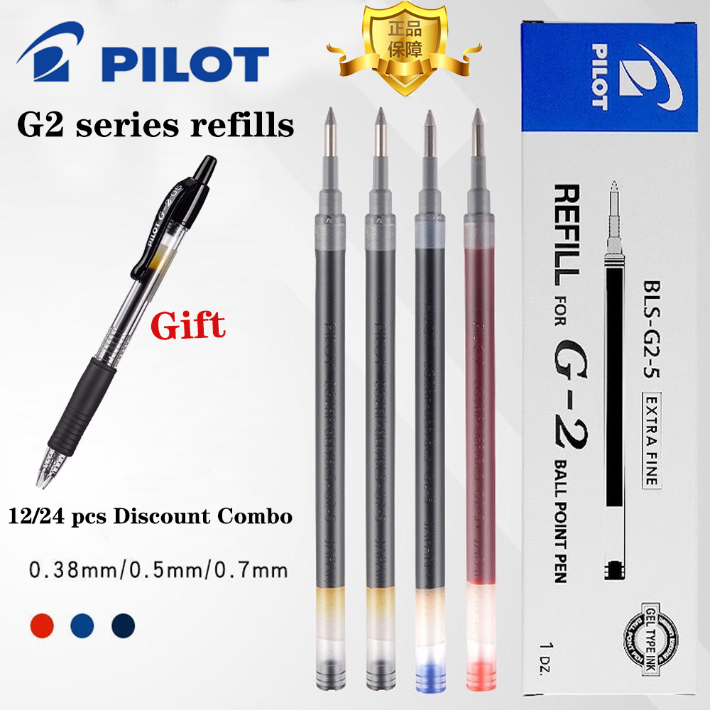 Pilot Pen G2 - 日本のパイロットジェルペンリフィル,純正,G2/g6 BLS-G2-5 mm,交換用コアb2p,黒,かわいい文房具,12個に適しています,0.5