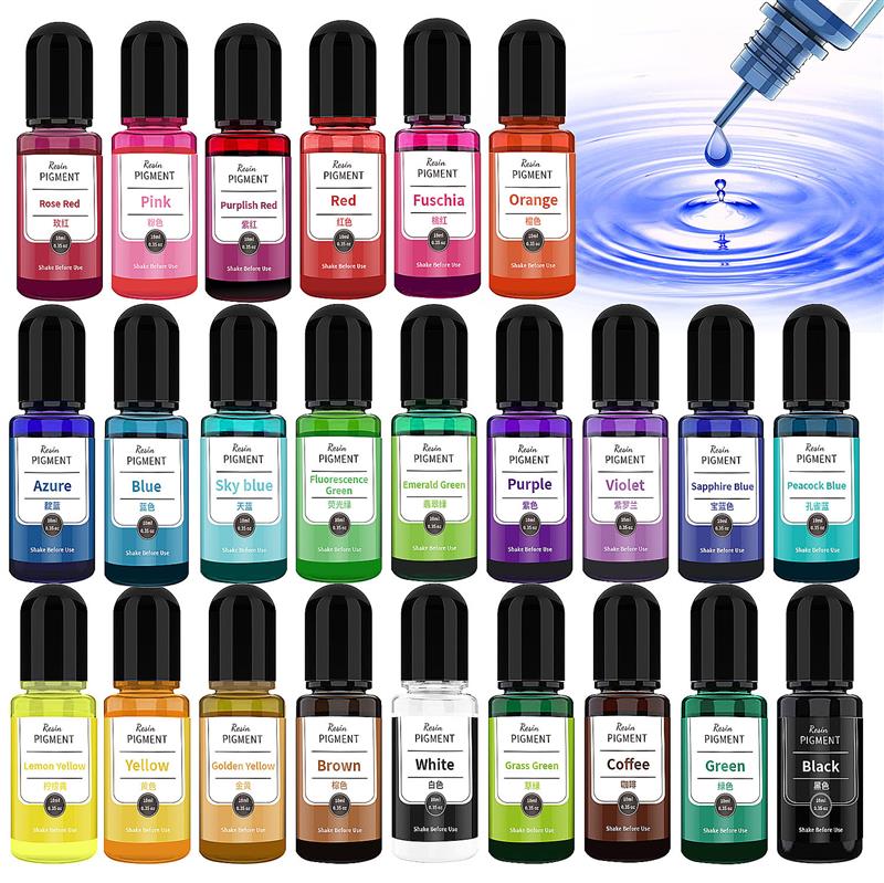 Alcohol Ink Set - レジンティレジングネティトインクリキッドオッシュ染料、インクの拡散、DIYジュエリー作成、エポキシ樹脂、24色