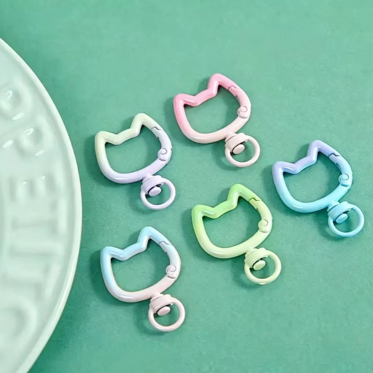 Art Craft Gifts - 5-10 個グラデーションかわいい猫クラスプ開閉可能なコネクタカラビナキーチェーン DIY キーホルダージュエリー作成用品工芸品