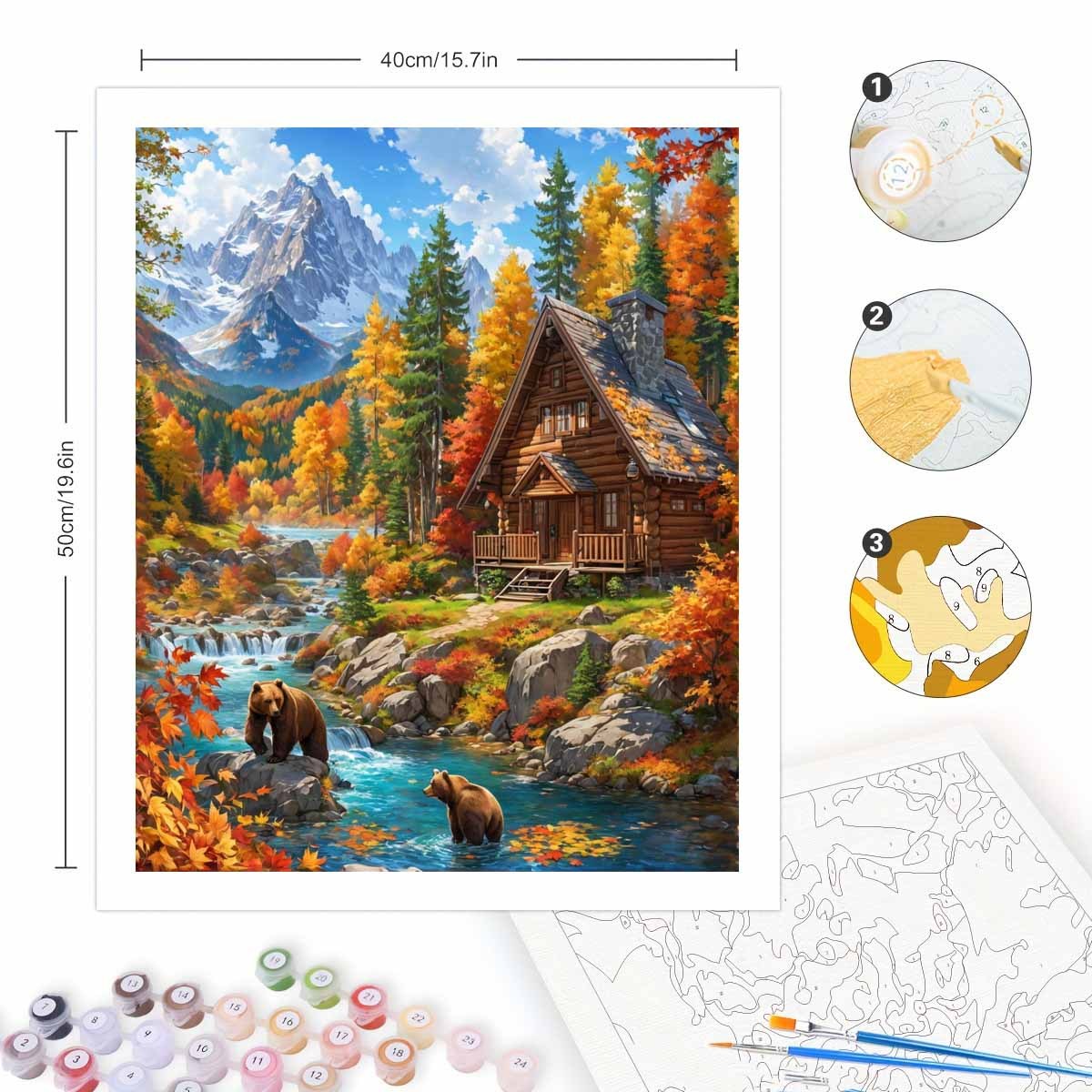 大人向けペイント・バイ・ナンバーズキット 初心者向け 40X - Art And Craft Autumn のレビューと価格