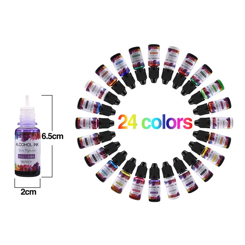 エポキシ樹脂,24色/バッチ,10ml,アート,液体,注入, - Alcohol Ink Set のレビューと価格