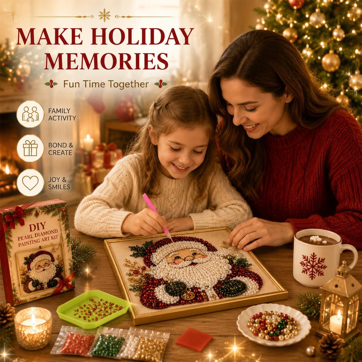 DIYクリスマスパールダイヤモンドペインティングアートキット - Art Craft Things のレビューと価格