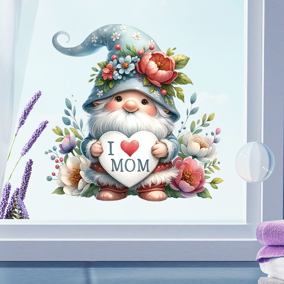母の日ウォールステッカーかわいいノームラブバルーンデカール家 - Art And Craft For Mother'S Day のレビューと価格