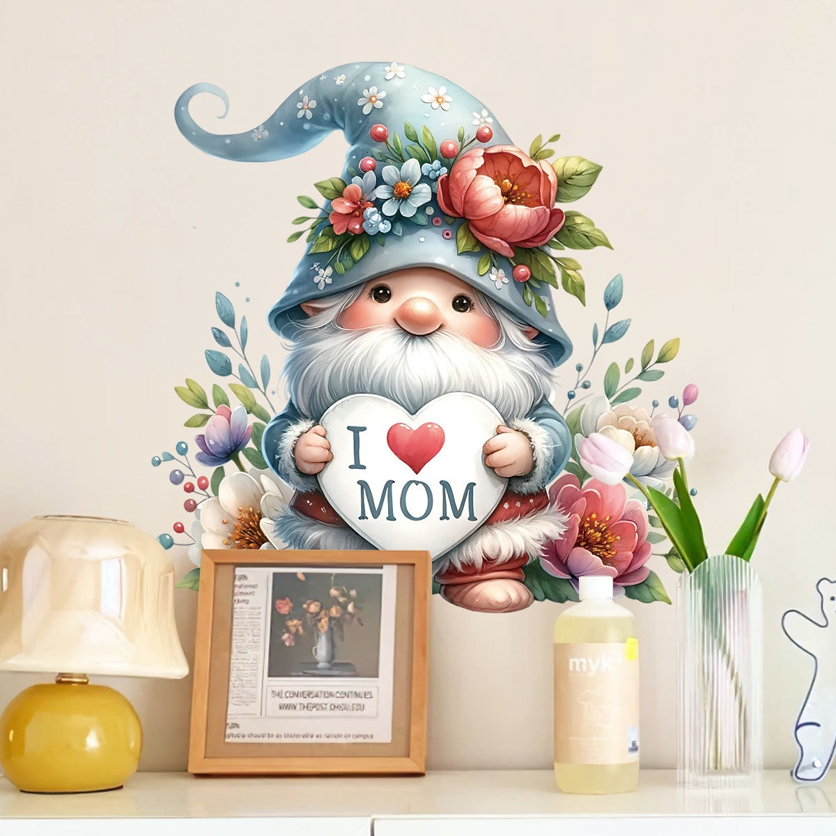 母の日ウォールステッカーかわいいノームラブバルーンデカール家 - Art And Craft For Mother'S Day のレビューと価格