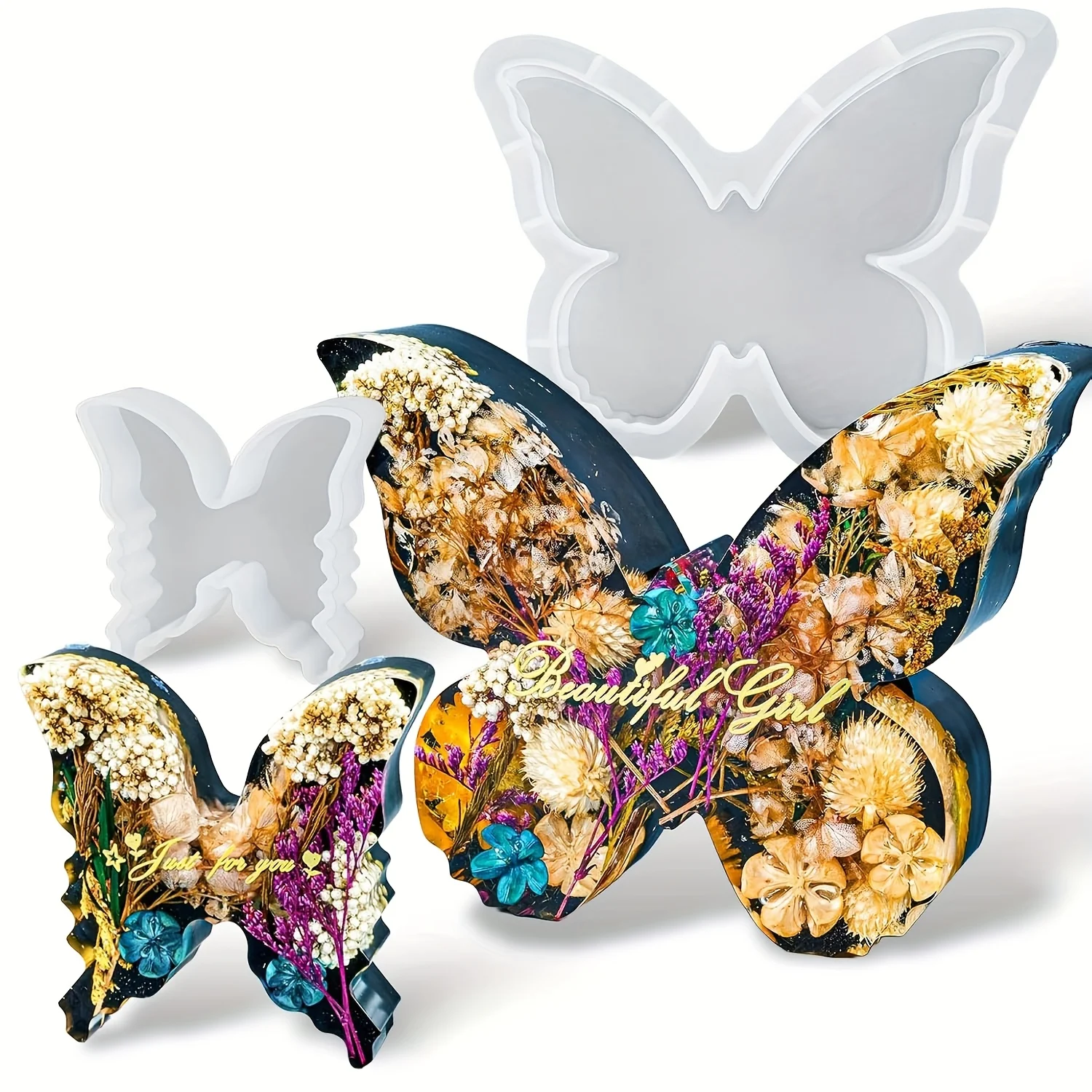 蝶の樹脂型セットは2サイズあり、蝶の模様が施されており、花の - Art Craft Model のレビューと価格