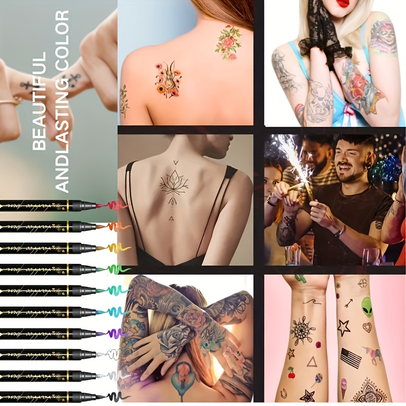 一時的なタトゥーマーカーセット 10色 59種類の再利用可能 - Illustration Marker Set のレビューと価格