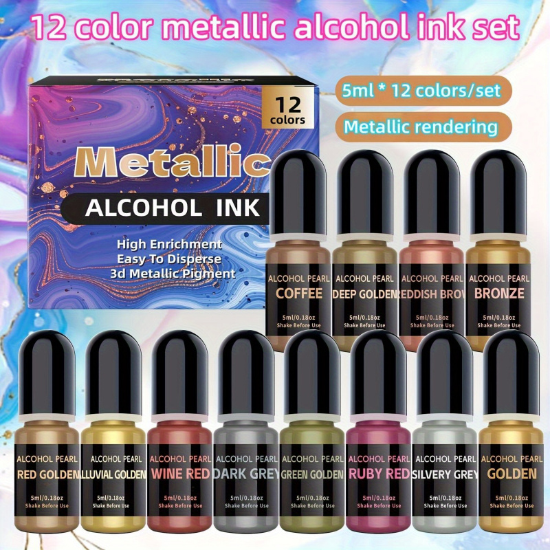 12メタリックカラー3Dレンダリングセット（5ml*12色/ - Alcohol Ink Set のレビューと価格