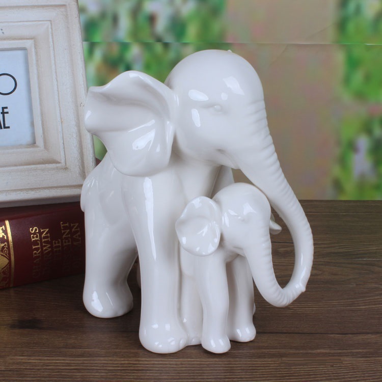 タッチングホワイトヒスイ磁器象母と息子の彫刻セラミッククラフ - Art And Craft For Mother'S Day のレビューと価格