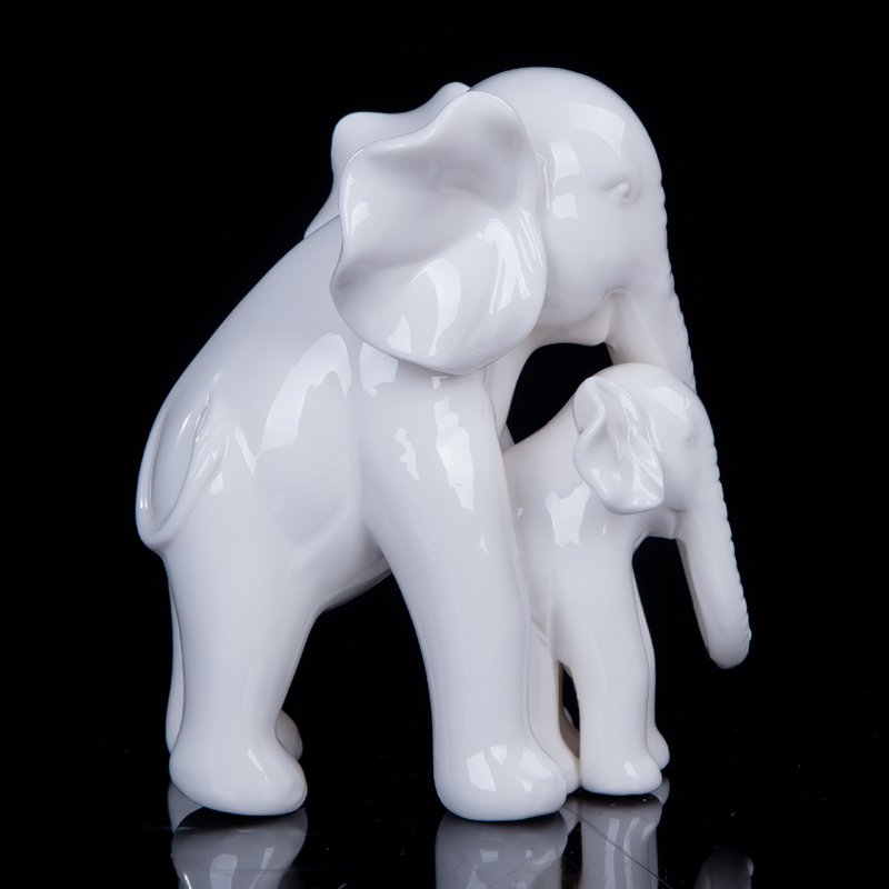 タッチングホワイトヒスイ磁器象母と息子の彫刻セラミッククラフ - Art And Craft For Mother'S Day のレビューと価格