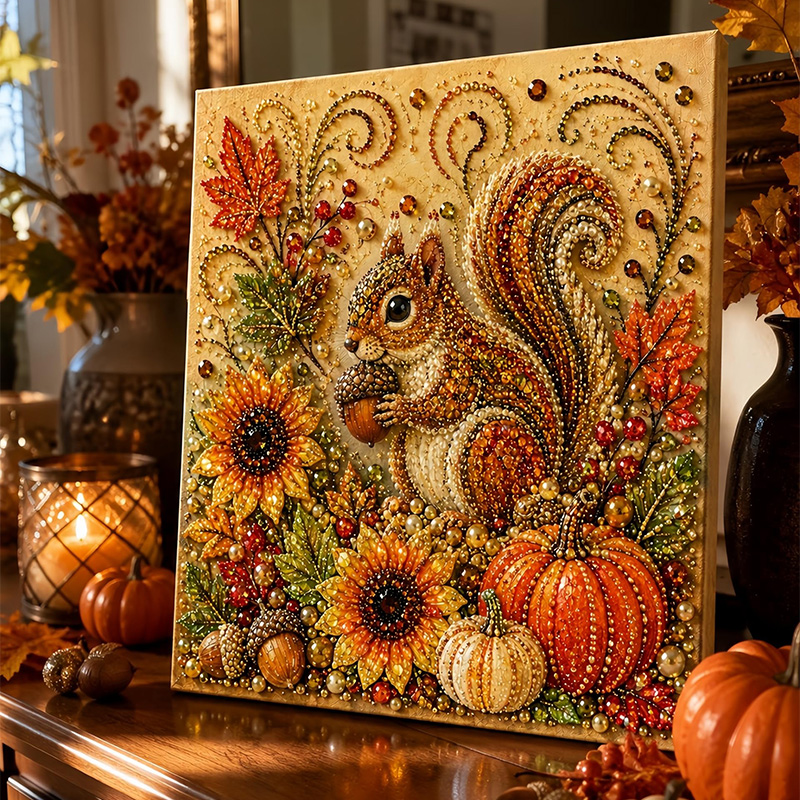 秋の絵画パールアートDIYセット 3Dパンプキンリスダイヤモ - Art And Craft Autumn のレビューと価格