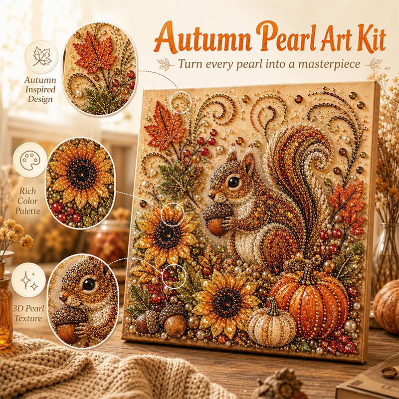 秋の絵画パールアートDIYセット 3Dパンプキンリスダイヤモ - Art And Craft Autumn のレビューと価格