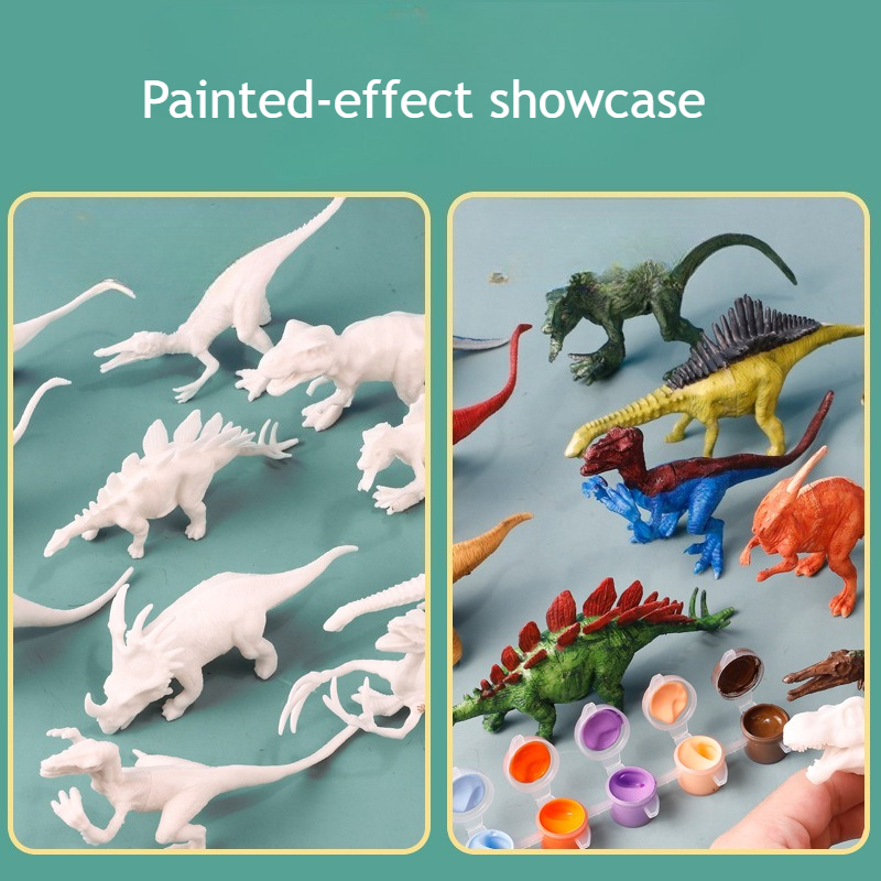 恐竜塗り絵キット 8個の白い模型と絵の具付き 子供向けクリエ - Art Craft Dinosaurs のレビューと価格