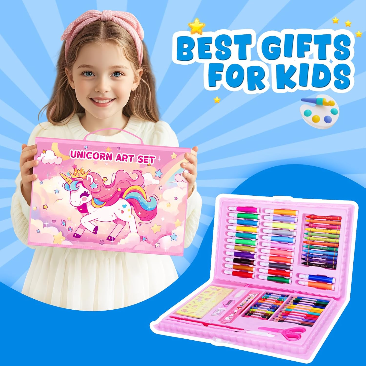 子供向け塗り絵セット、クレヨン、色鉛筆、マーカー、スケッチブ - Illustration Marker Set のレビューと価格