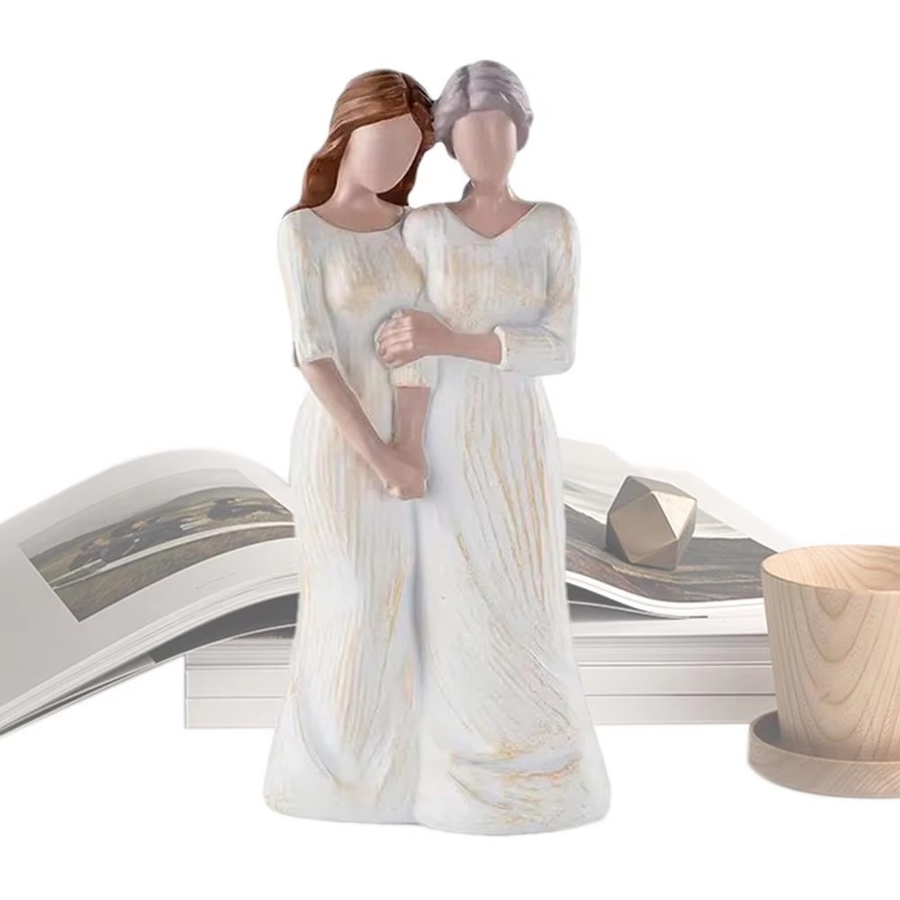 手描きの母娘像樹脂工芸品モダンなママが娘を抱きしめる彫刻エレ - Art And Craft For Mother'S Day のレビューと価格