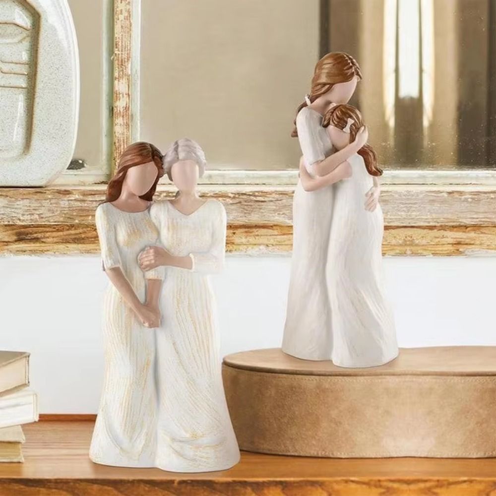 手描きの母娘像樹脂工芸品モダンなママが娘を抱きしめる彫刻エレ - Art And Craft For Mother'S Day のレビューと価格