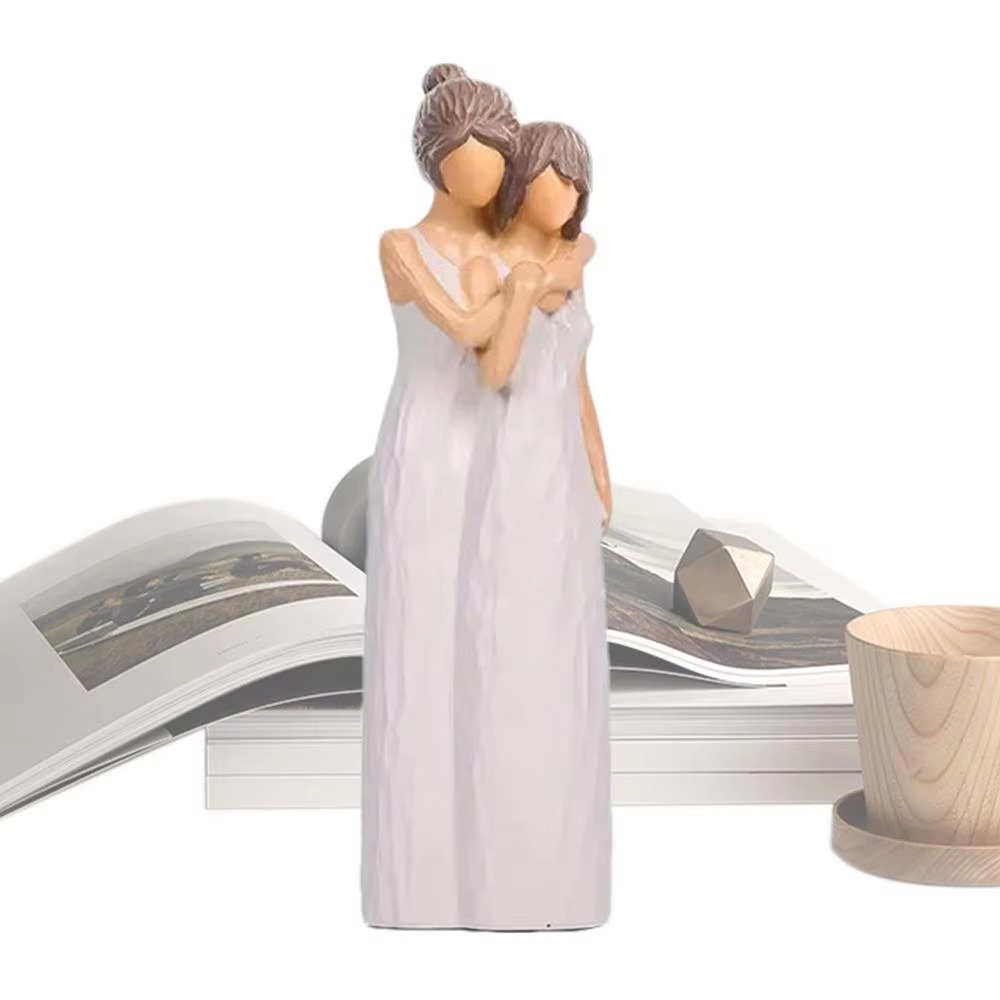 手描きの母娘像樹脂工芸品モダンなママが娘を抱きしめる彫刻エレ - Art And Craft For Mother'S Day のレビューと価格
