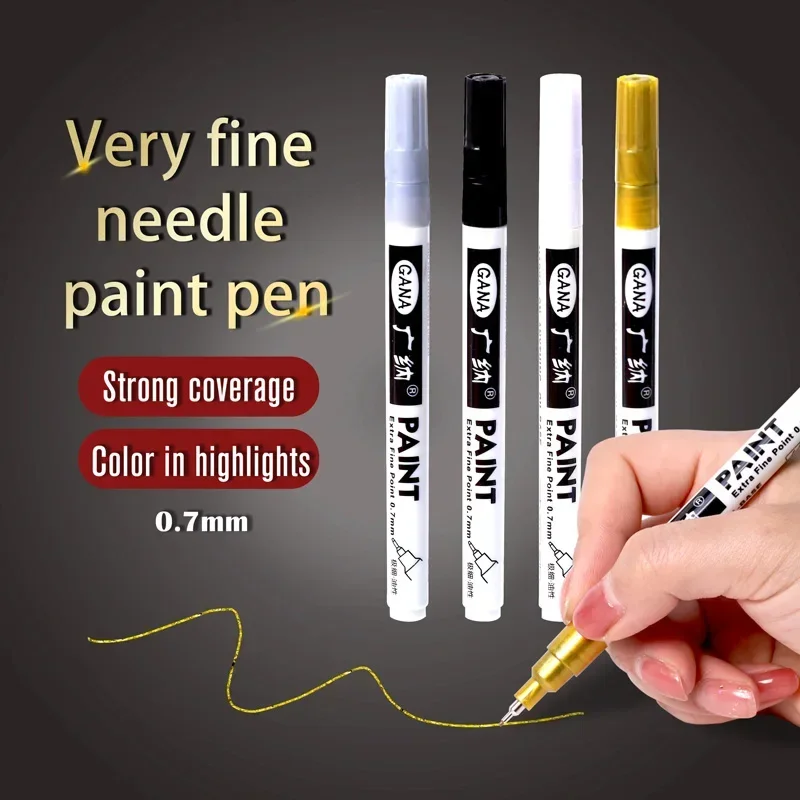 4本/セット 油性白黒永久ペイントマーカーペン 0.7mm  - Illustration Marker Set のレビューと価格