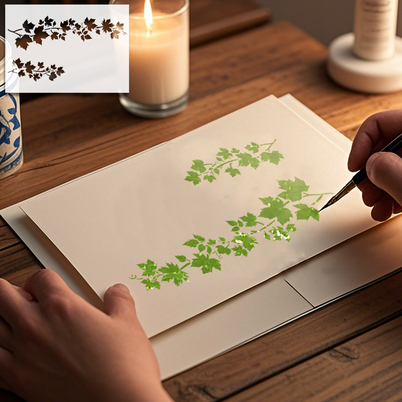 Yomdid-葉のパターンペット絵画中空アウトステンシル、再 - Art Craft Leaves のレビューと価格