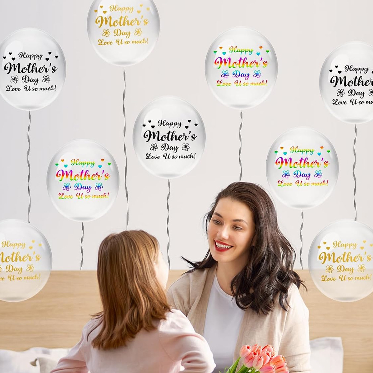母の日パーティーバルーンステッカー クリアバブルウィンドウデ - Art And Craft For Mother'S Day のレビューと価格