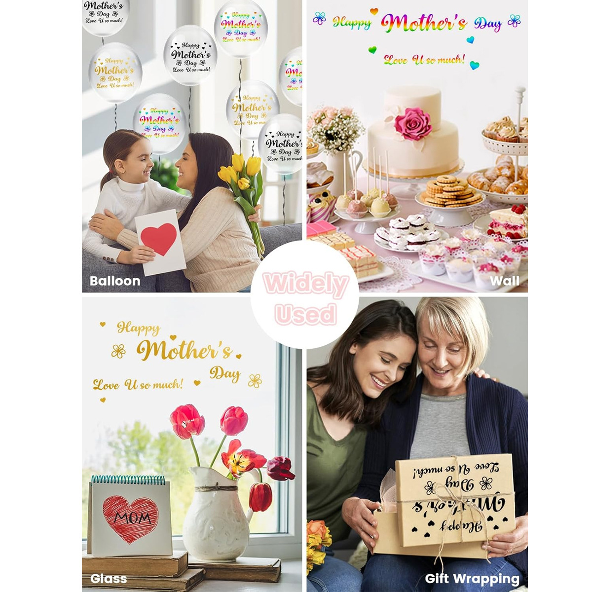 母の日パーティーバルーンステッカー クリアバブルウィンドウデ - Art And Craft For Mother'S Day のレビューと価格