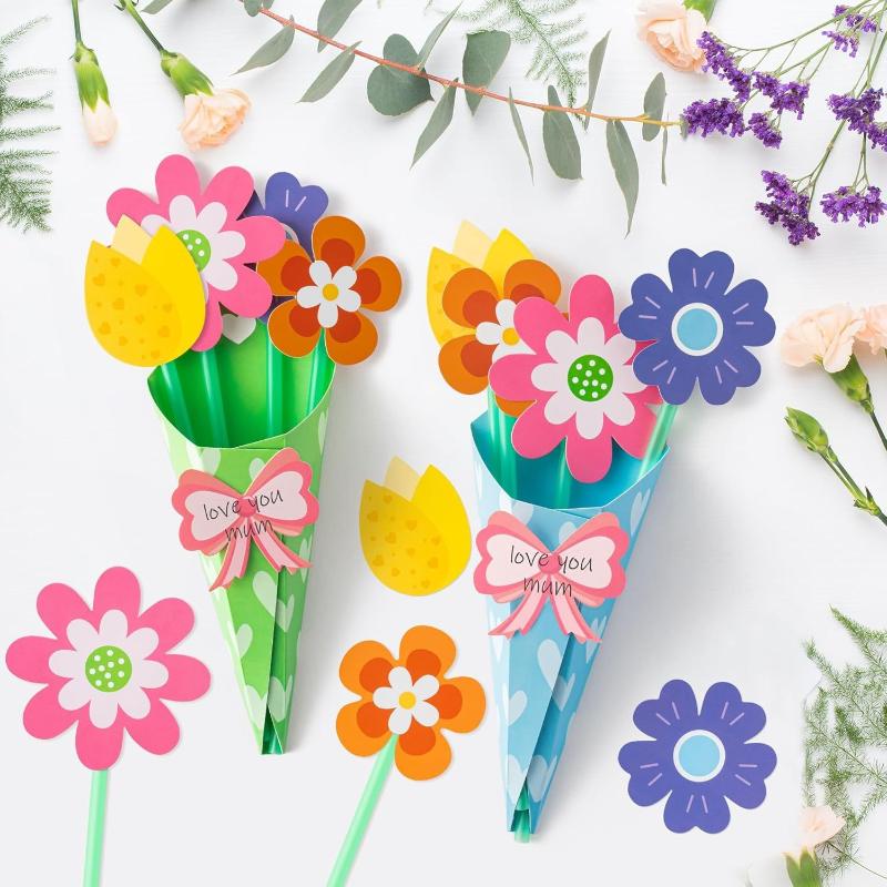 12個入りフラワーブーケクラフトキット 子供用DIY手作りペ - Art And Craft For Mother'S Day のレビューと価格