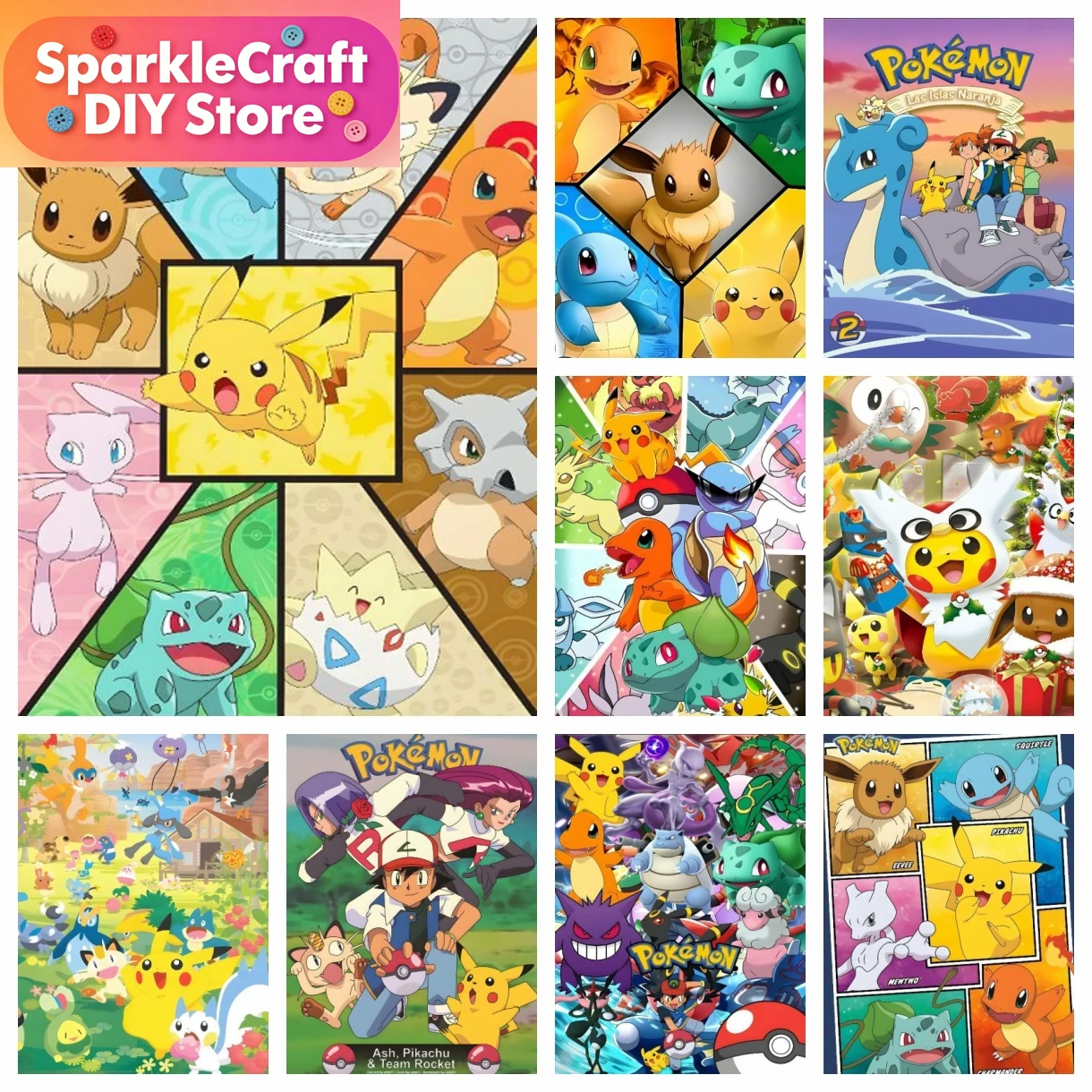 1pc フレームレス漫画ポケモンアニメダイヤモンドアート絵画 - Art Craft Things のレビューと価格
