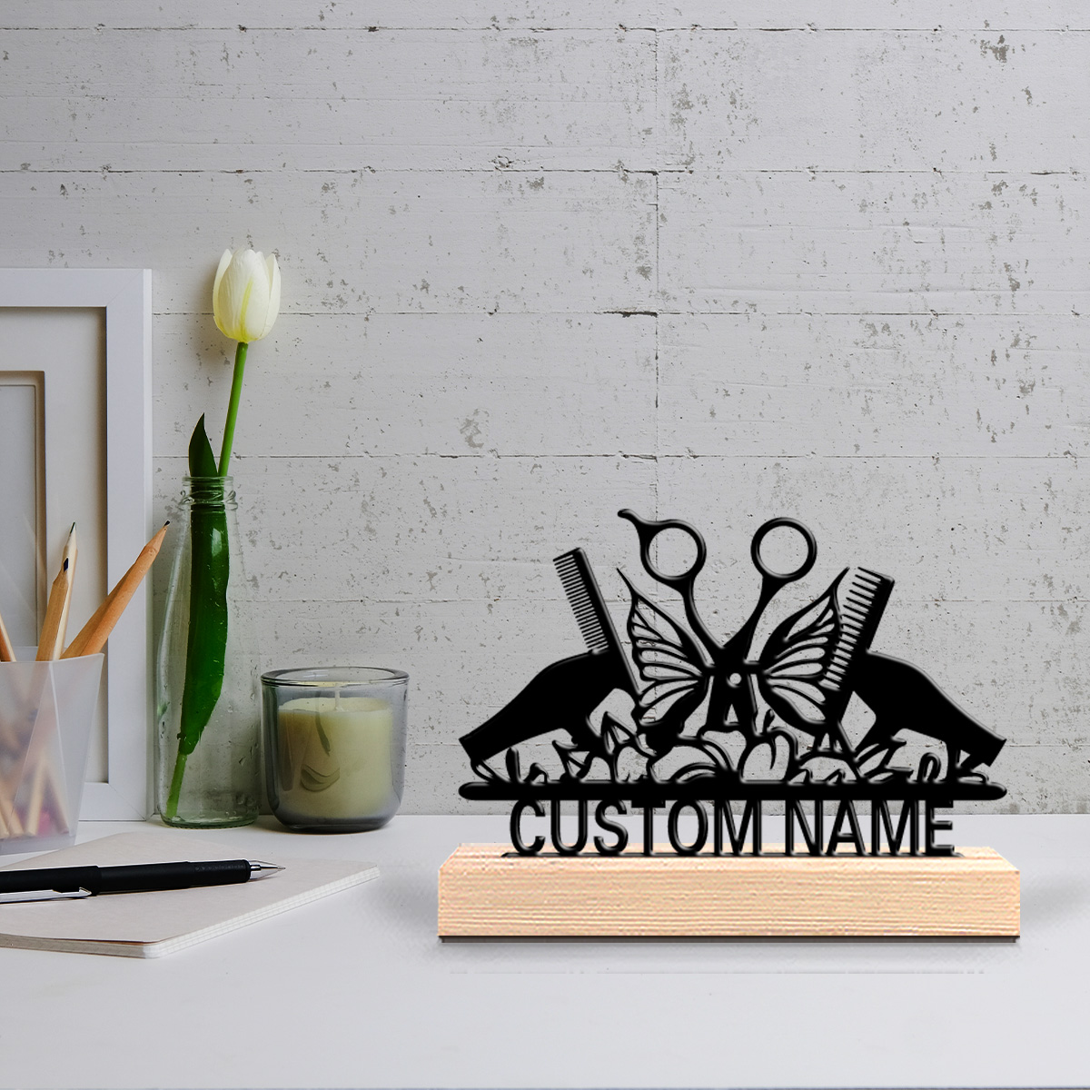 モダンなヘアカットツール 1個 カスタムテキスト入り金属製像 - Art Craft Gifts のレビューと価格