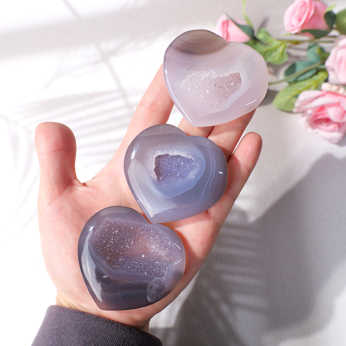 1PC 天然瑪瑙愛ハート形ホームデコレーションストーンには天 - Art And Craft For Mother'S Day のレビューと価格