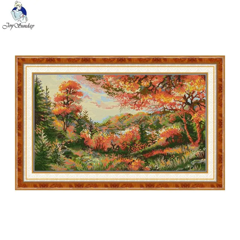 秋の風景パターンクロスステッチキットジョイサンデーアイーダ  - Art And Craft Autumn のレビューと価格
