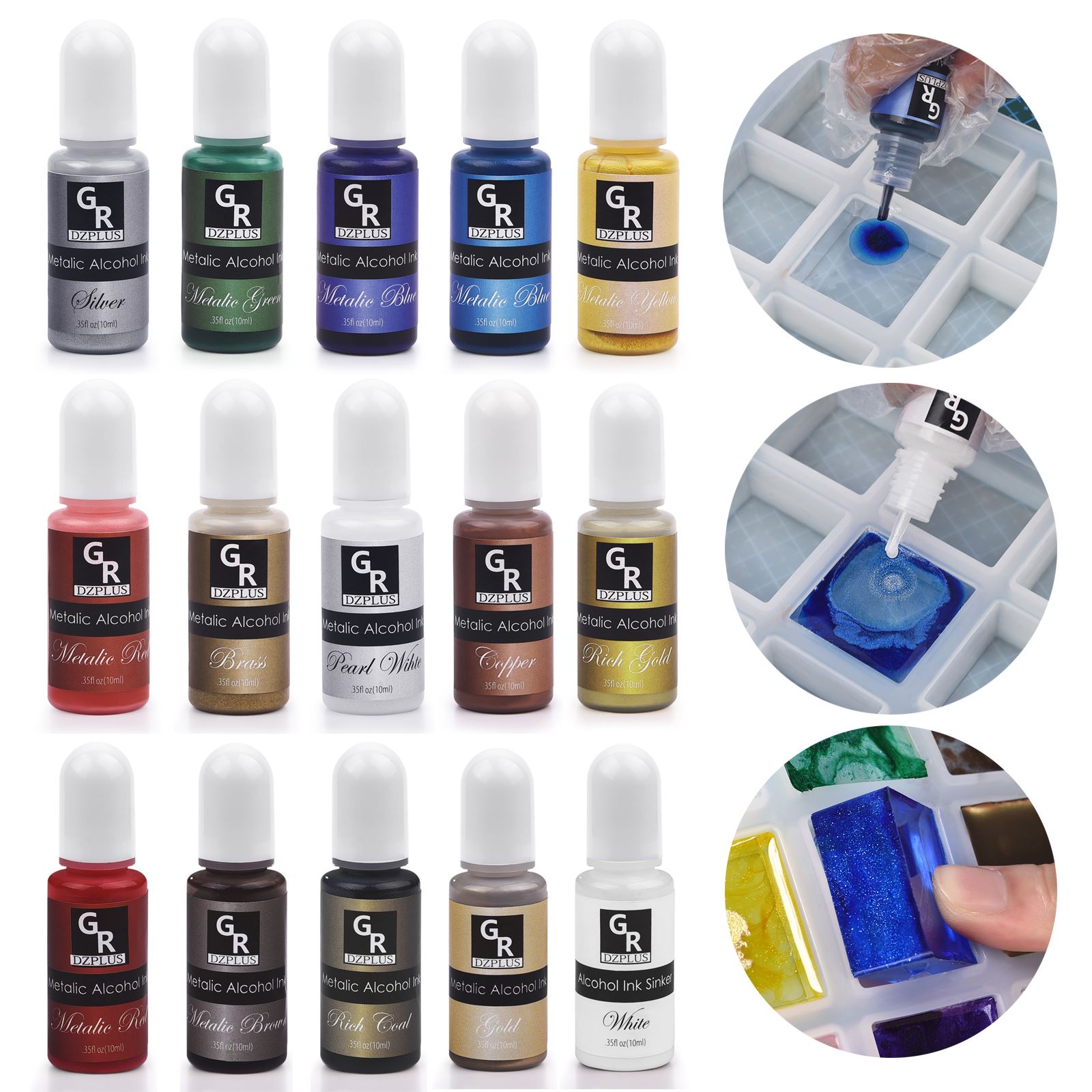 1 セット樹脂顔料キットアートインクアルコール液体着色剤染料 - Alcohol Ink Set のレビューと価格